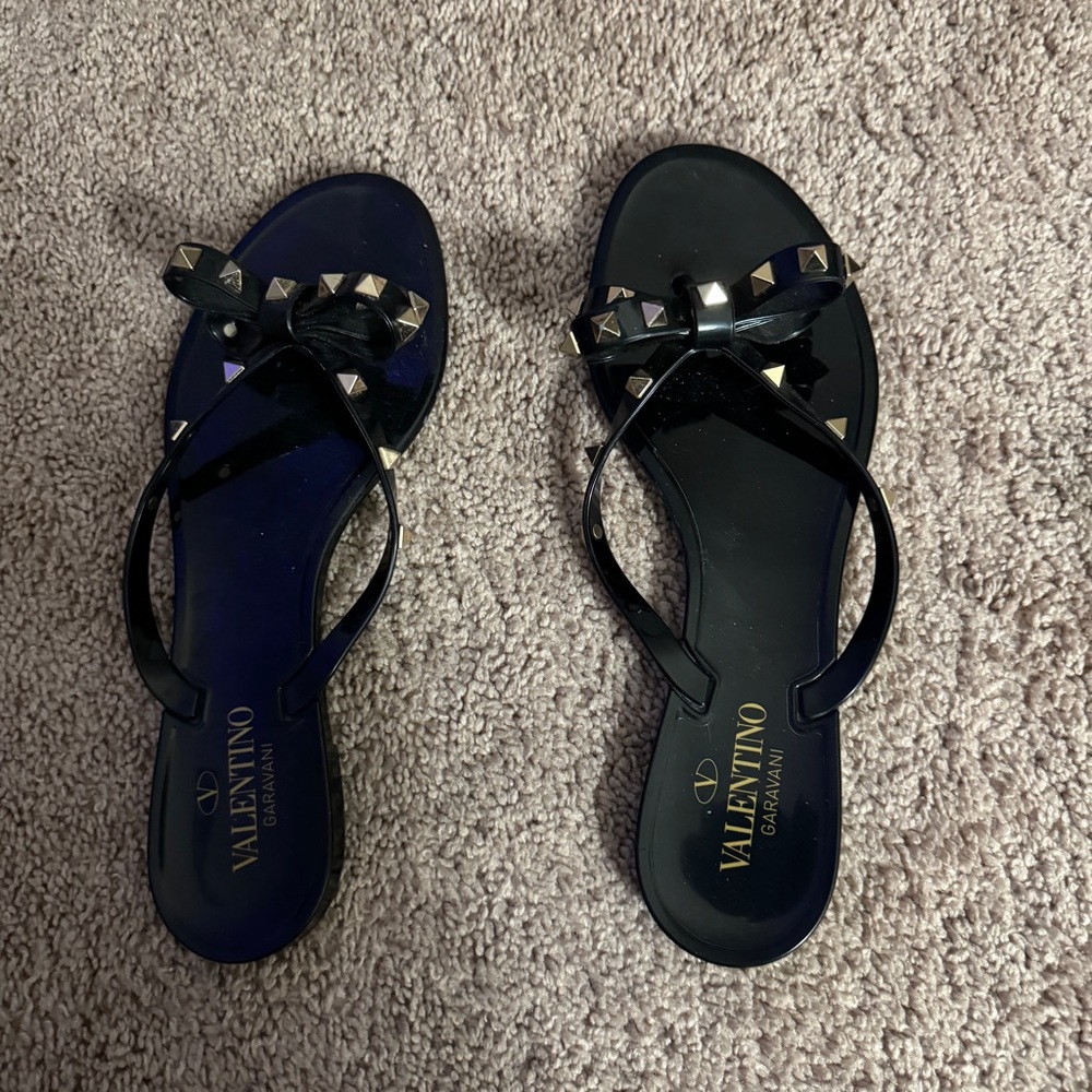 Valentino Black Bow Studded Sandals
